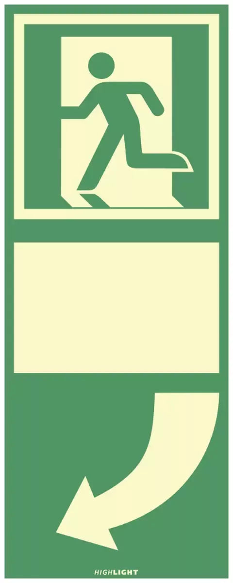 Türgriffhinterlegung ISO 7010, Kunststoff, nachleuchtend, 160-mcd, 100x250 mm