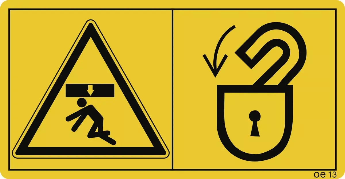 Der Aufenthalt im Gefahrenbereich...Sicherheitsverriegelung zulässig (Querformat), Symbolschild, ISO 11684