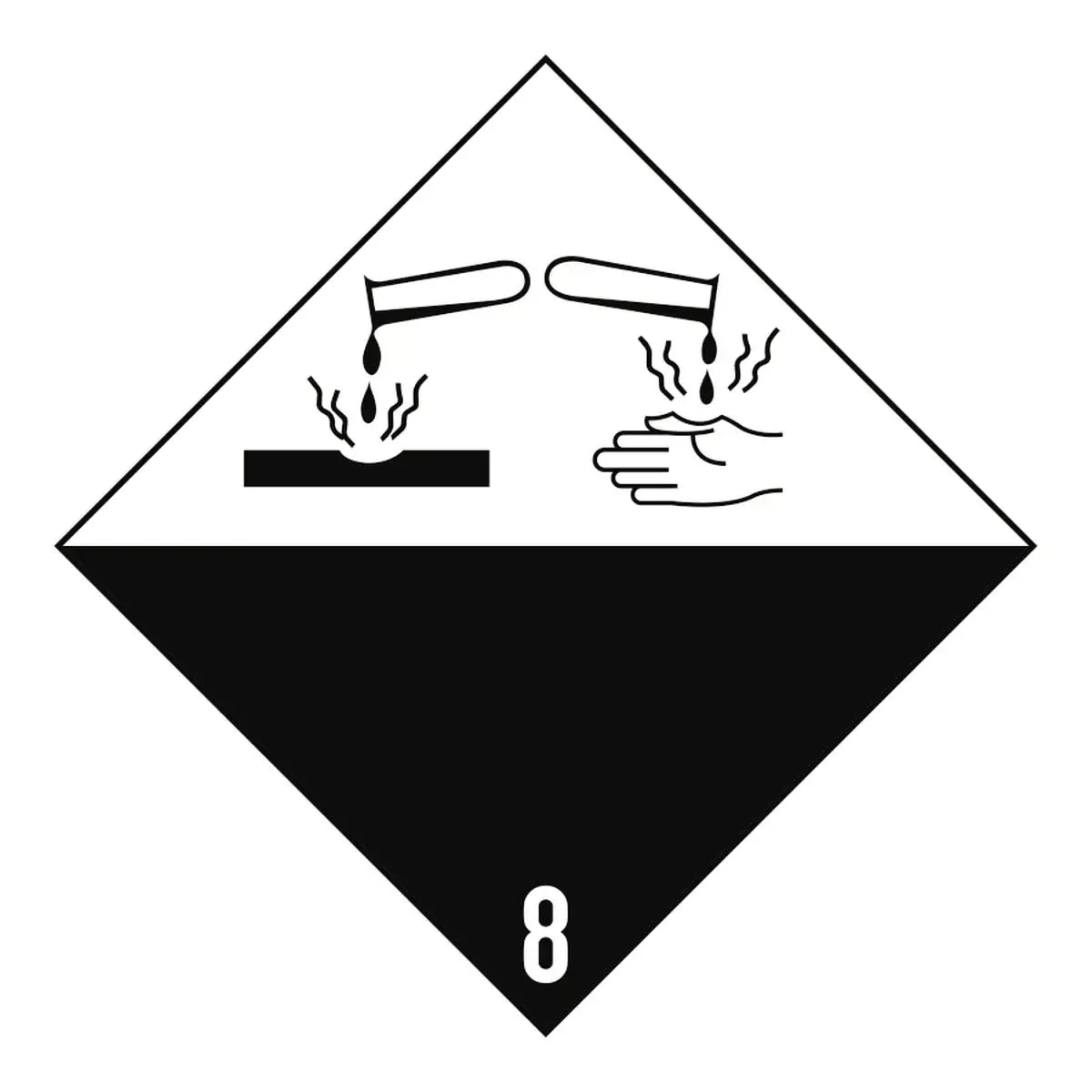 Gefahrzettel Klasse 8, Symbolschild, ADR