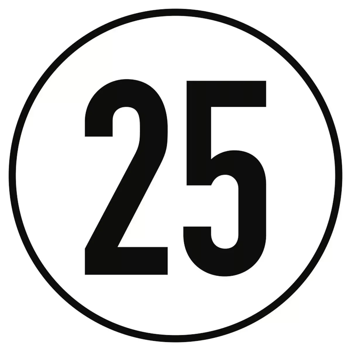 Geschwindigkeitsschild 25 km/h, Textschild, StVZO