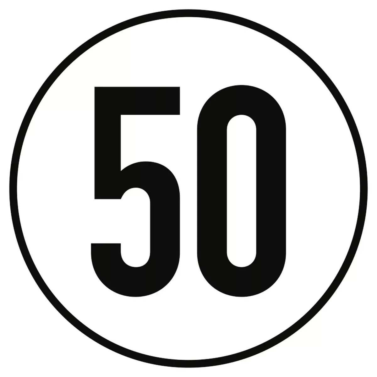 Geschwindigkeitsschild 50 km/h, Textschild, StVZO