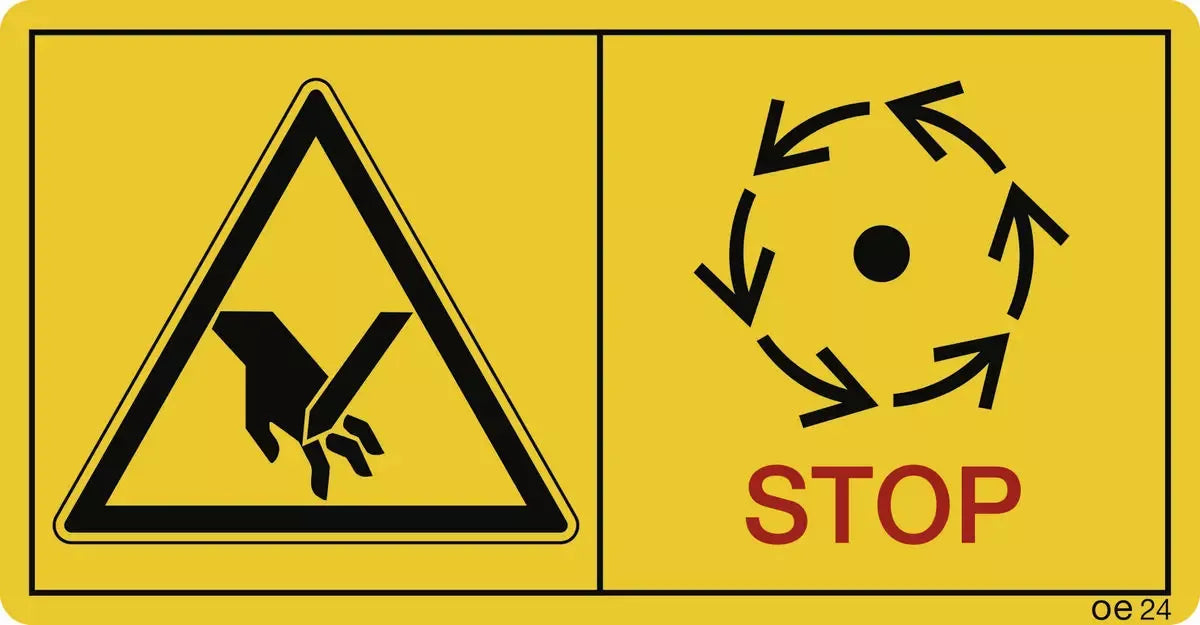 Maschinenteile nur dann berühren, wenn...(Querformat), Symbolschild, ISO 11684