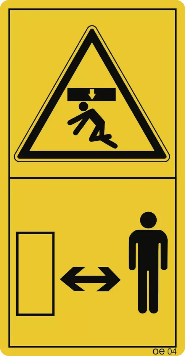 Nicht im Bereich einer angehobenen ungesicherten Last aufhalten (Hochformat), Symbolschild, ISO 11684