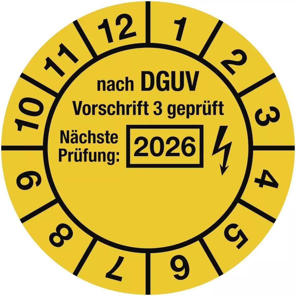 Prüfplakette nach DGUV Vorschrift 3 geprüft Nächste Prüfung 2026