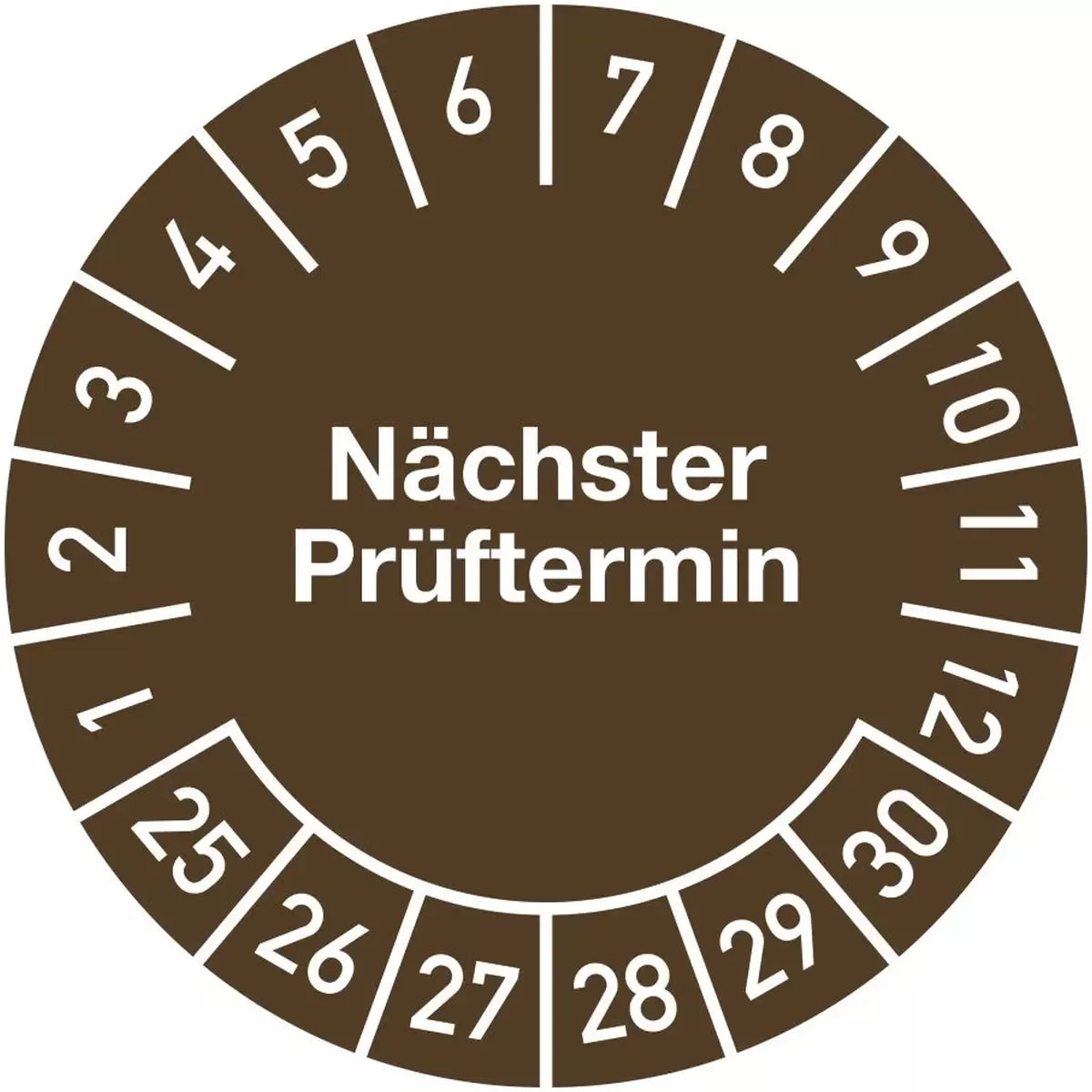 Prüfplakette Nächster Prüftermin 2025 - 2030, Jahresfarbe