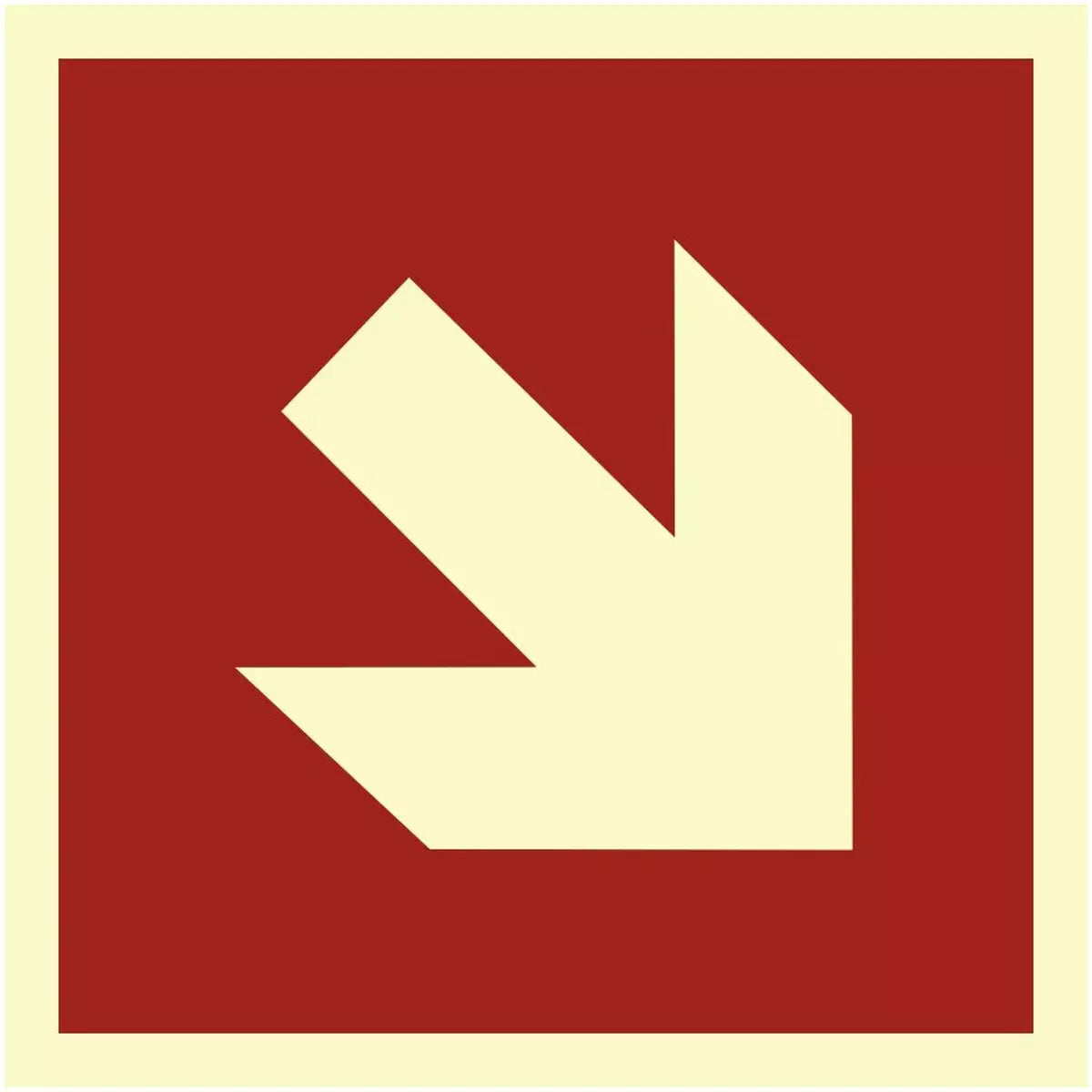 Richtungsangabe schräg für Brandschutzzeichen, Symbolschild, ISO 3864
