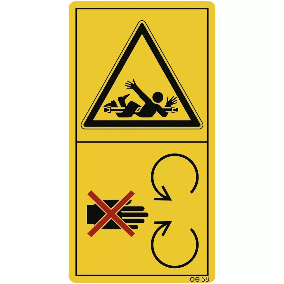 Sich nicht im Bereich der Antriebswelle aufhalten ...(Hochformat), Symbolschild, ISO 11684