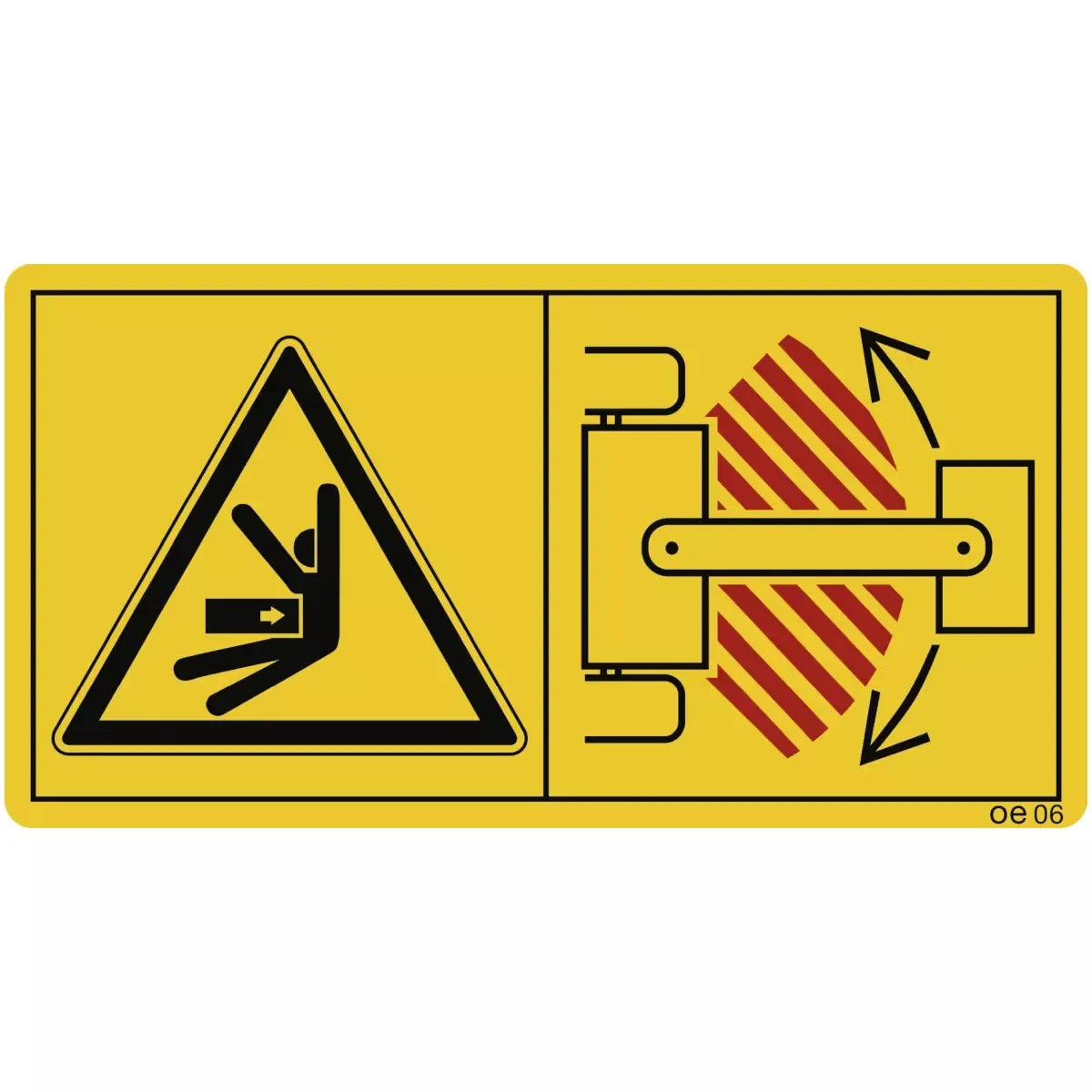 Während des Betriebes nicht im Knickbereich aufhalten (Querformat), Symbolschild, ISO 11684