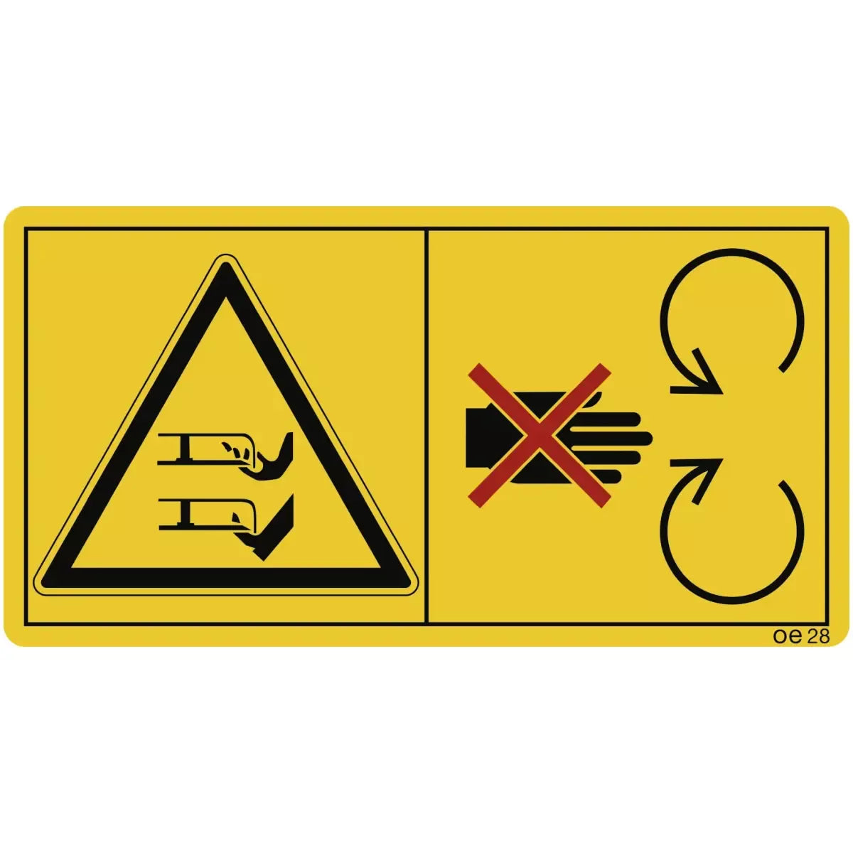 Während des Betriebs ausreichend Abstand zum Mähmesser halten (Querformat), Symbolschild, ISO 11684
