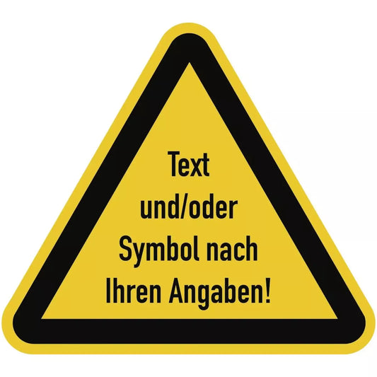 Warnzeichen - Text oder Standardsymbol nach Ihren Angaben