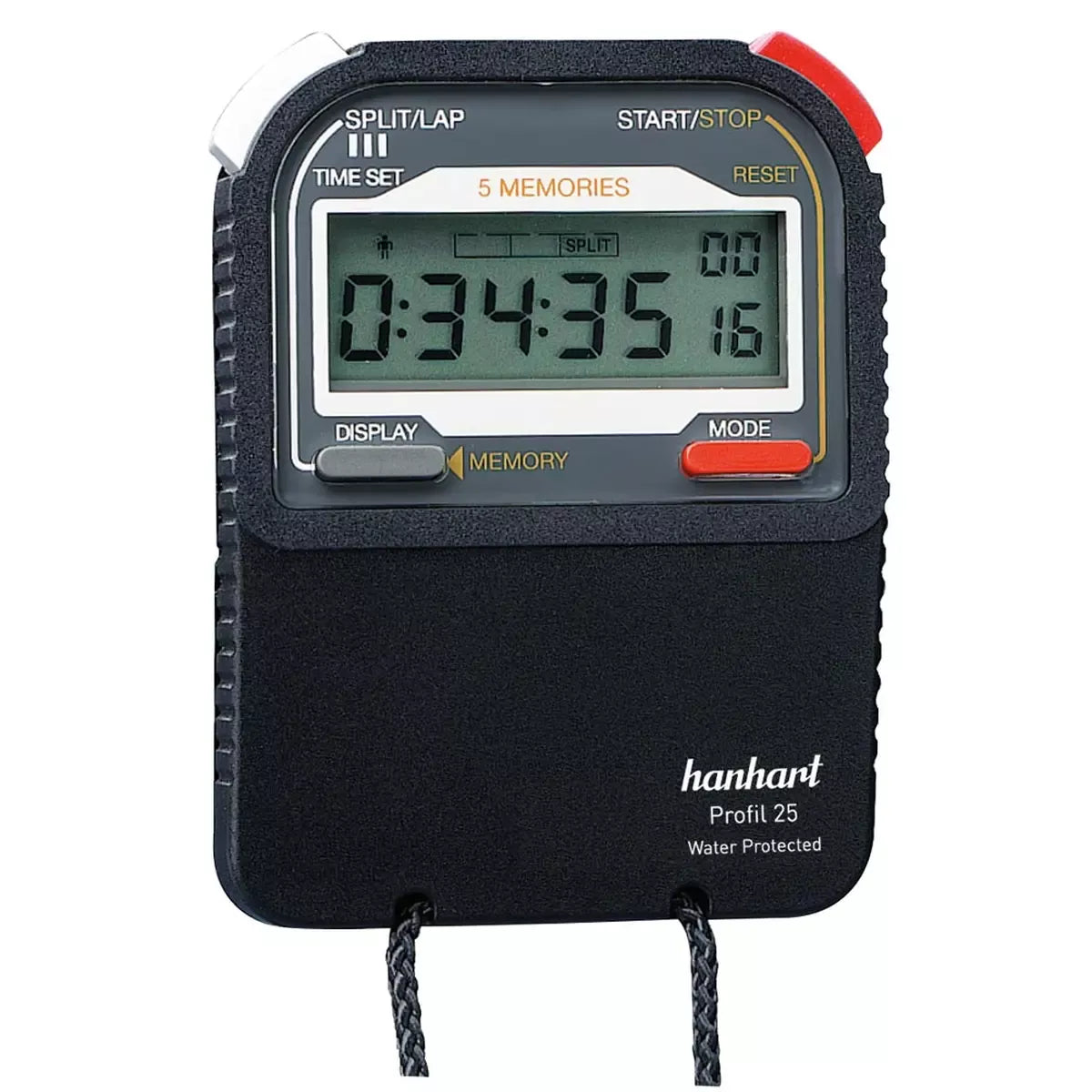 Stoppuhr, Profil 25, Messbereich 1/100 s, Digitalanzeige, mit Batterien